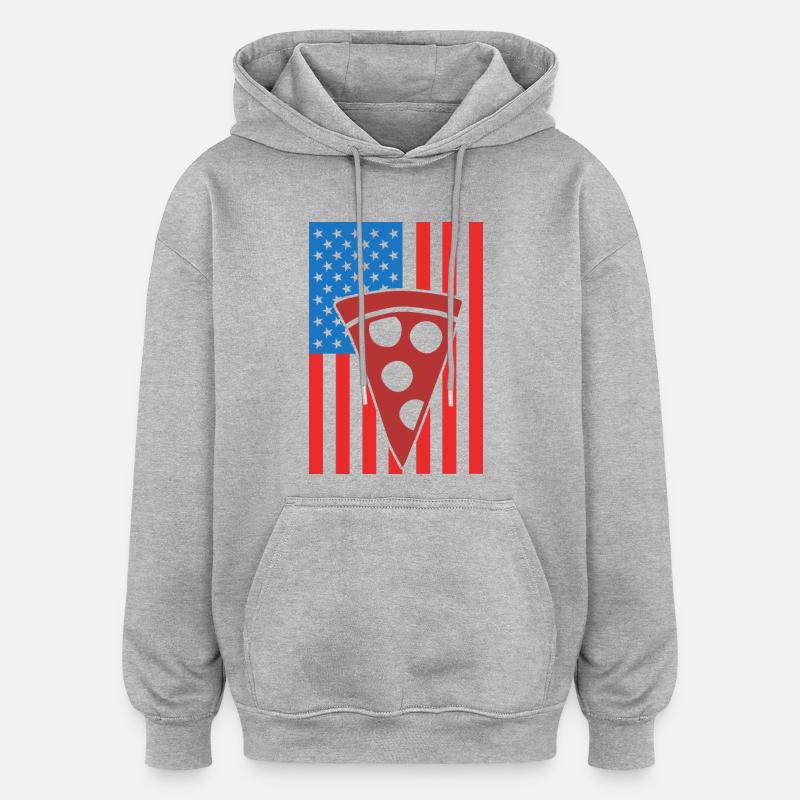 Drapeau de Pizza USA - Sweat à capuche oversize unisexe - gris chiné