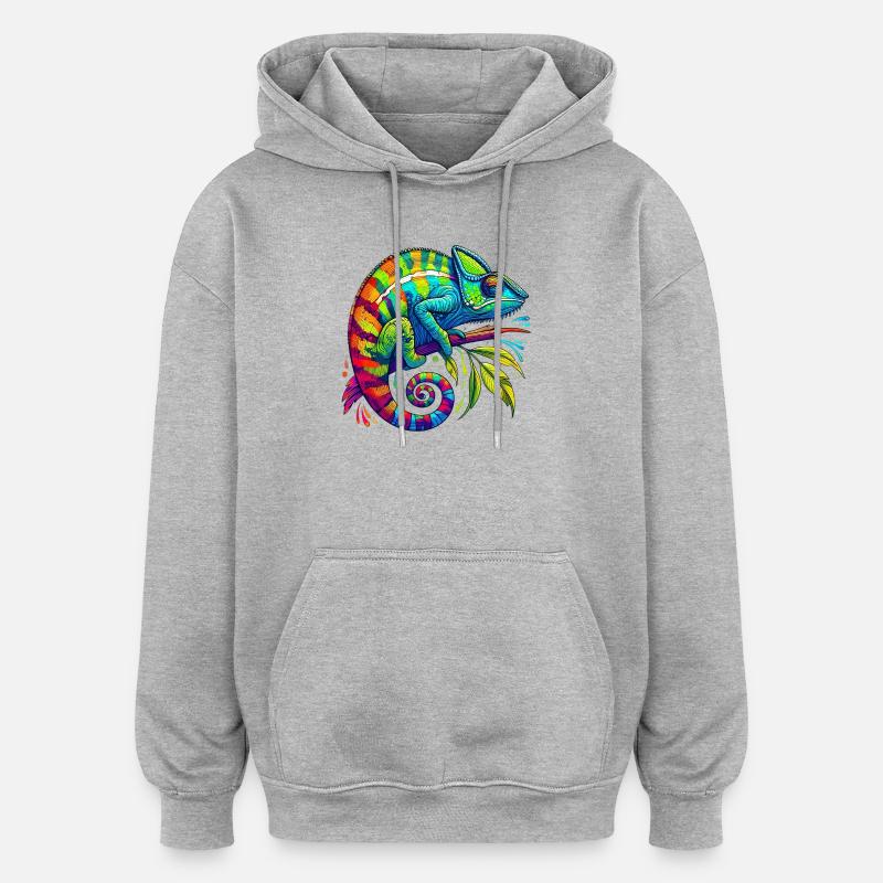 Caméléon - Sweat à capuche oversize unisexe - gris chiné