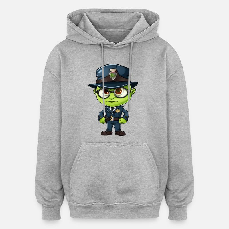Policier sauterelle - Sweat à capuche oversize unisexe - gris chiné