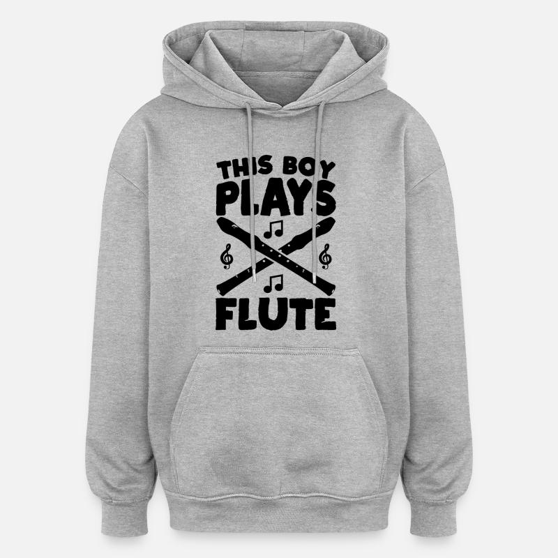 This Boy Plays Flute - Oversized Unisex Hoodie - Grau meliert