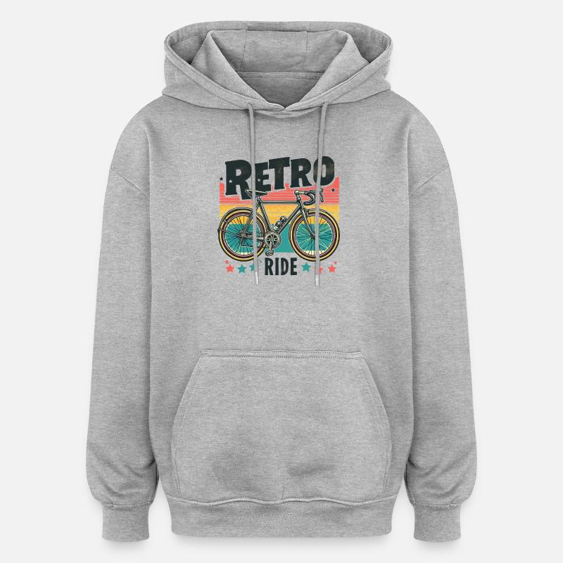 Retro Bicycle with Sunset Background - Oversized Unisex Hoodie - heather grey