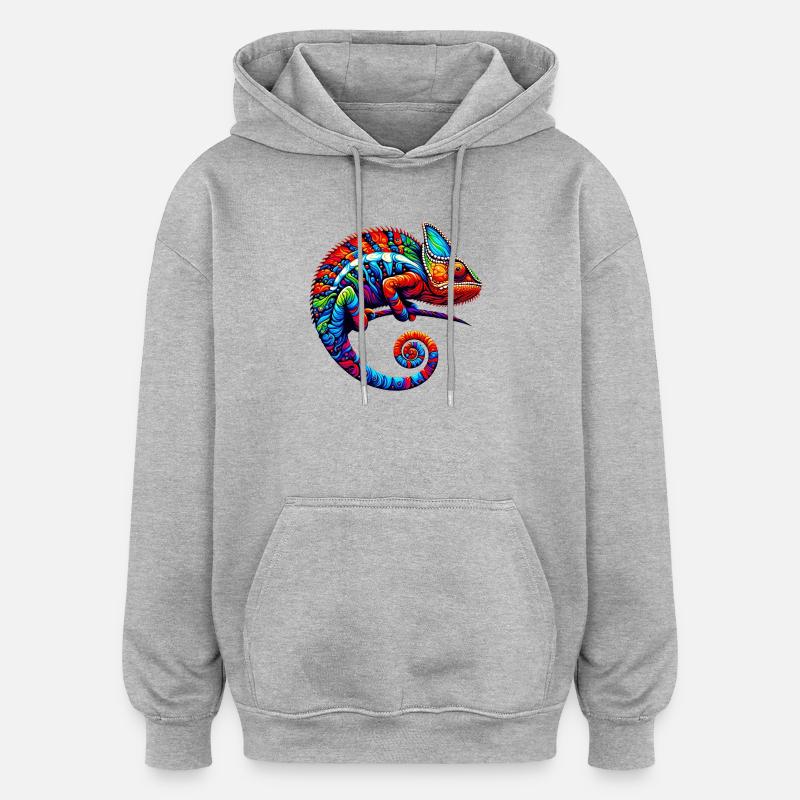 Caméléon - Sweat à capuche oversize unisexe - gris chiné