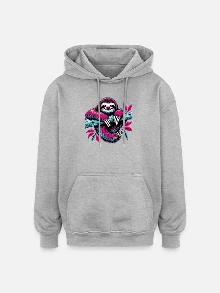 Sloth - Oversized Unisex Hoodie - heather grey