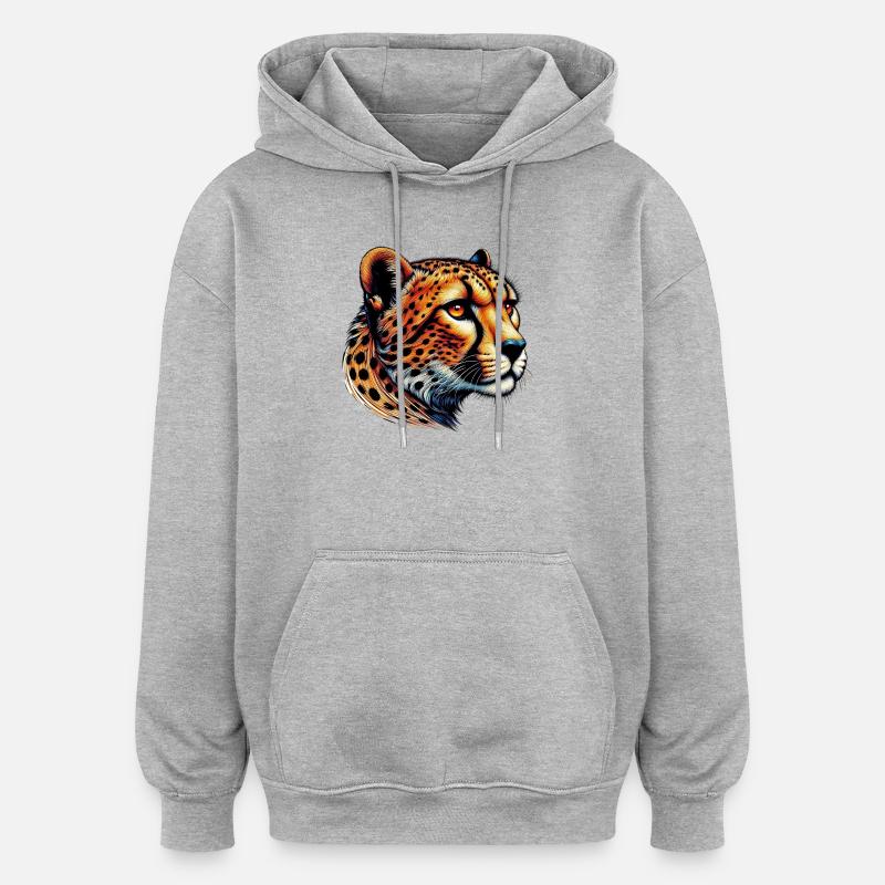 Gepard - Oversized Unisex Hoodie - Grau meliert