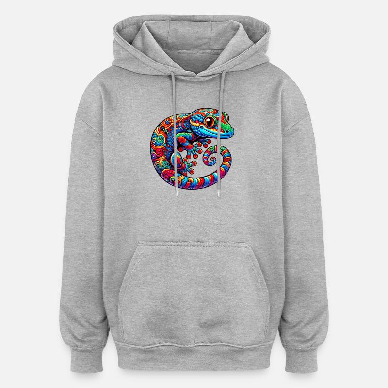 Gecko - Sweat à capuche oversize unisexe - gris chiné