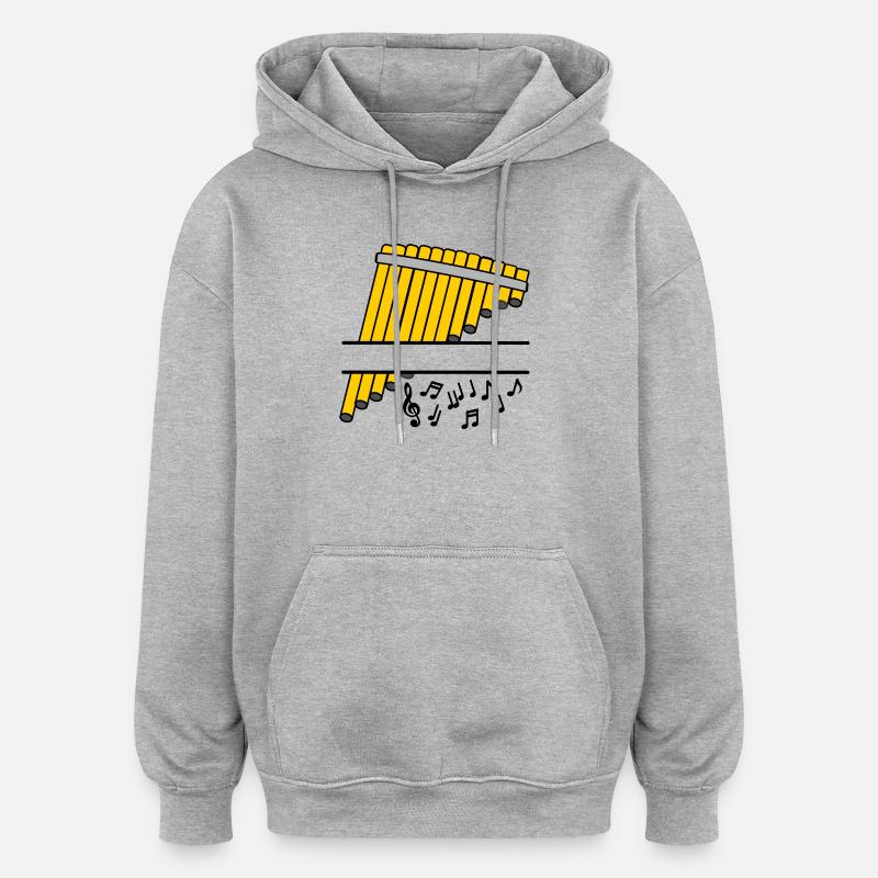 Flûte de Pan bambou nom bannière - Sweat à capuche oversize unisexe - gris chiné