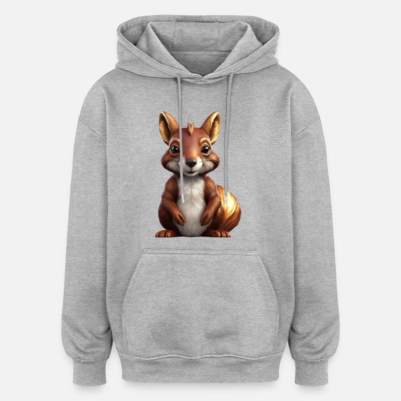 Écureuil - Sweat à capuche oversize unisexe - gris chiné