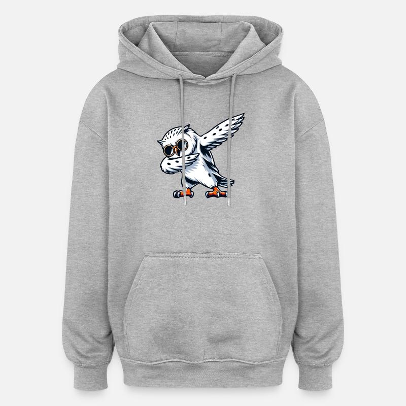 Coole Schneeeule Dabbing Pose - Oversized Unisex Hoodie - Grau meliert