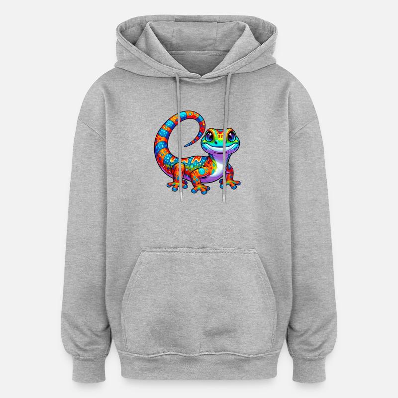 Gecko - Sweat à capuche oversize unisexe - gris chiné