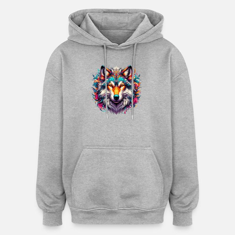Loup - Sweat à capuche oversize unisexe - gris chiné