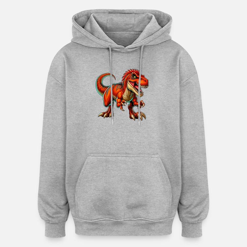Dinosaure - Sweat à capuche oversize unisexe - gris chiné