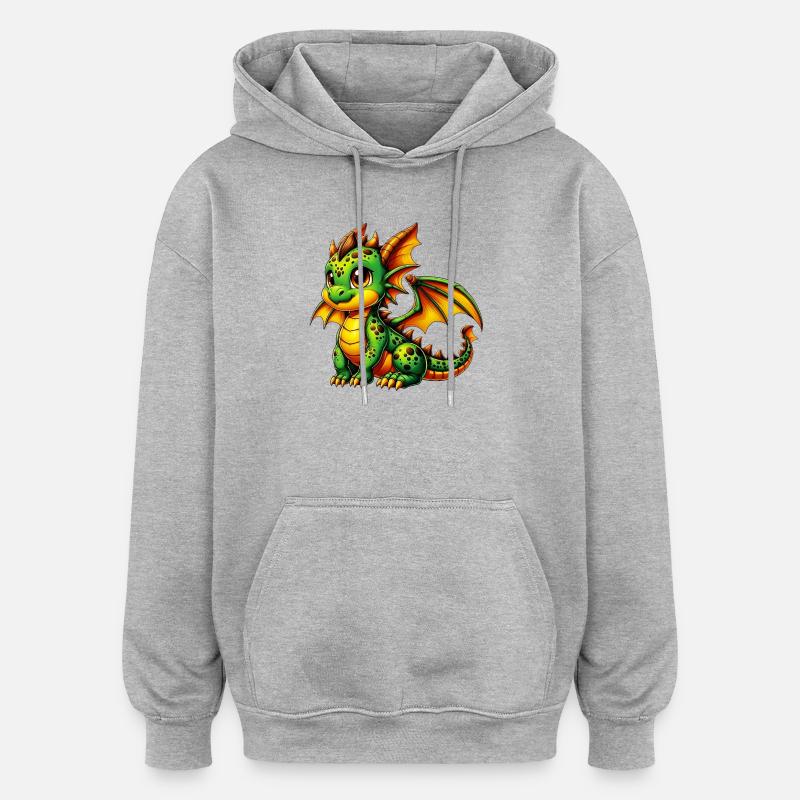 Dragon - Sweat à capuche oversize unisexe - gris chiné