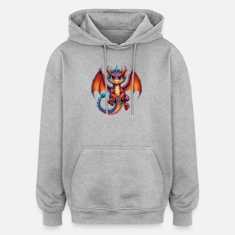 Drache - Oversized Unisex Hoodie - Grau meliert