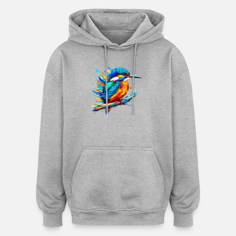 Martin-pêcheur - Sweat à capuche oversize unisexe - gris chiné