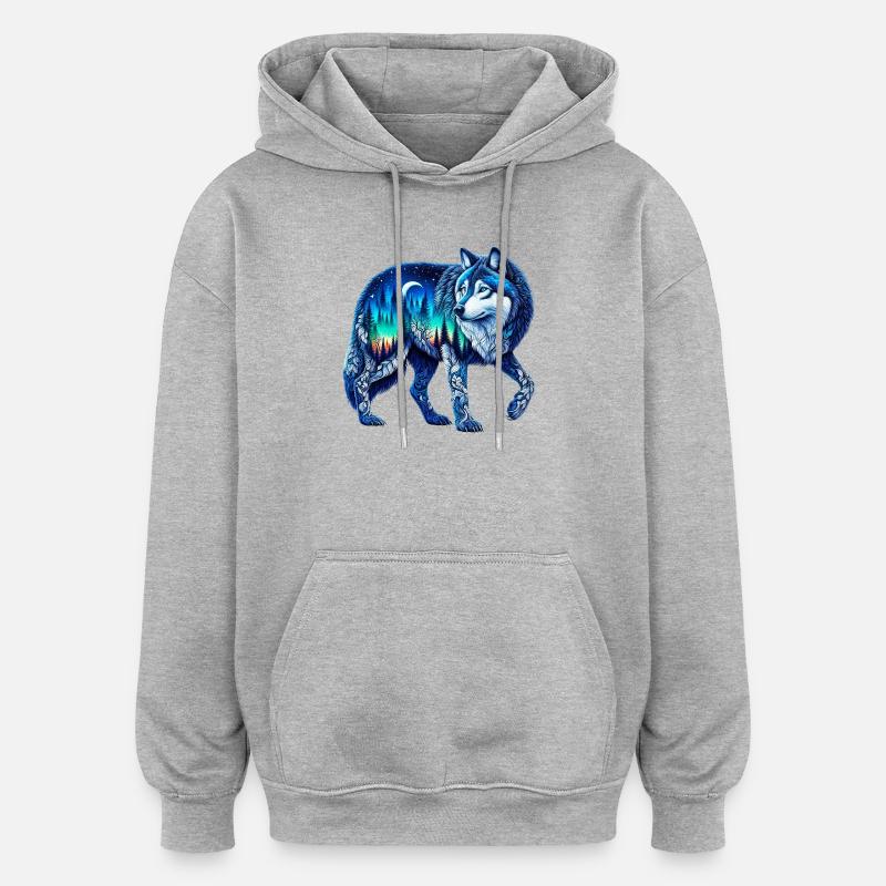 Wolf - Oversized Unisex Hoodie - heather grey