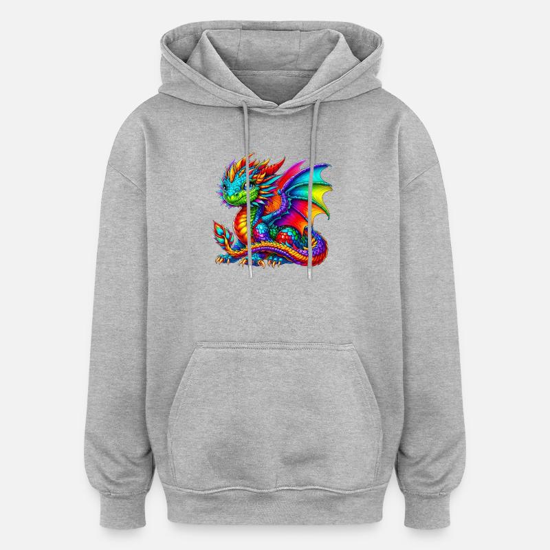 Drache - Oversized Unisex Hoodie - Grau meliert
