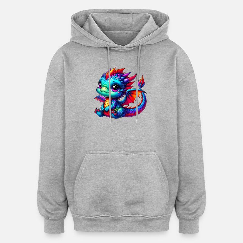 Drache - Oversized Unisex Hoodie - Grau meliert