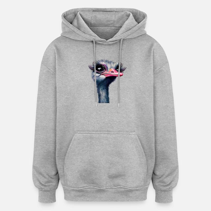 Straußen-Make-up - Oversized Unisex Hoodie - Grau meliert