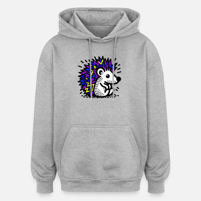 Hérisson - Sweat à capuche oversize unisexe - gris chiné