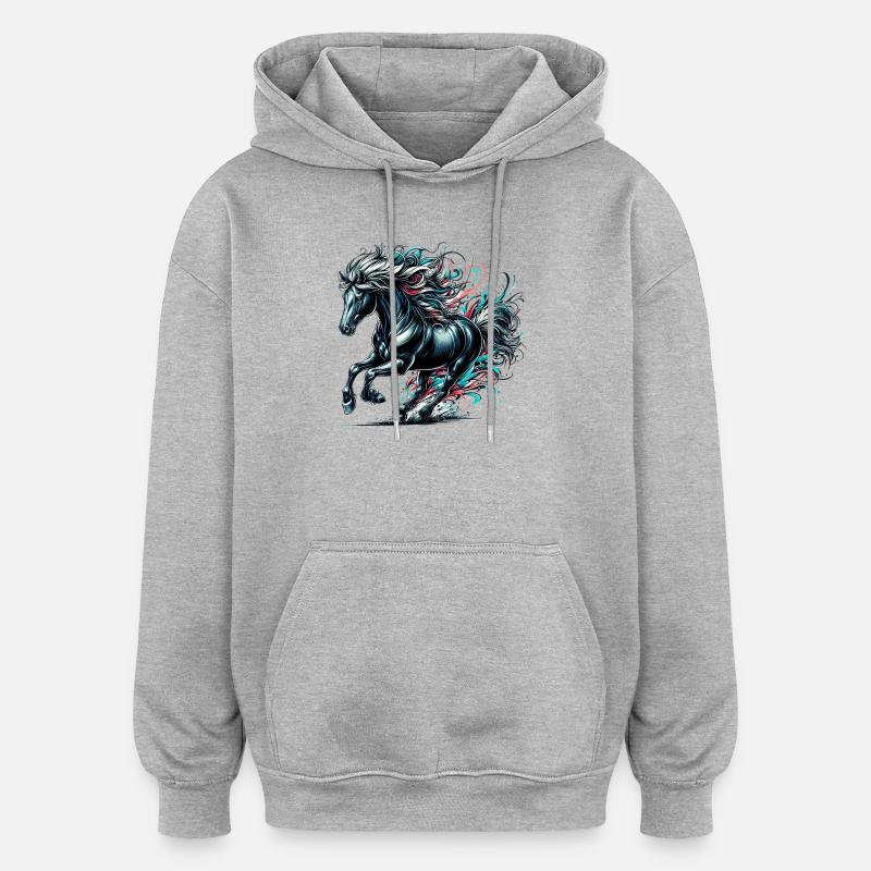 Cheval - Sweat à capuche oversize unisexe - gris chiné
