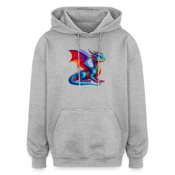 Dragon - Sweat à capuche oversize unisexe - gris chiné - Devant - Noah (186cm)