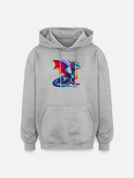 Dragon - Sweat à capuche oversize unisexe - gris chiné