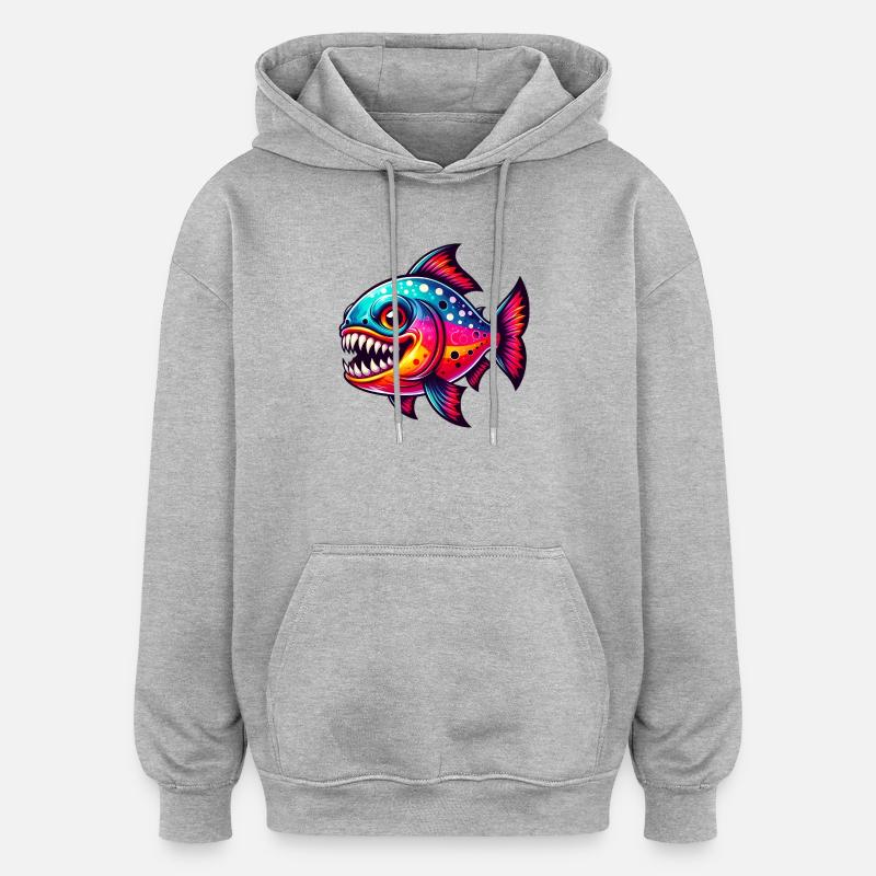 Piranha - Sweat à capuche oversize unisexe - gris chiné