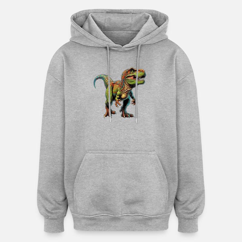 Dinosaurier - Oversized Unisex Hoodie - Grau meliert