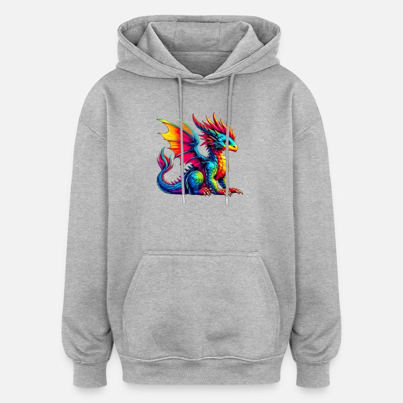 Dragon - Sweat à capuche oversize unisexe - gris chiné