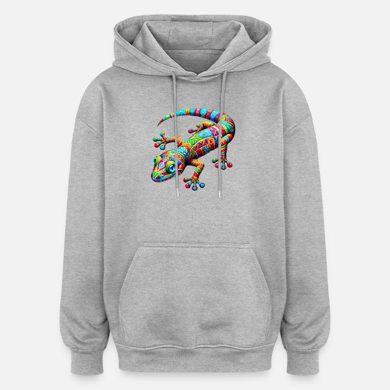 Gecko - Sweat à capuche oversize unisexe - gris chiné