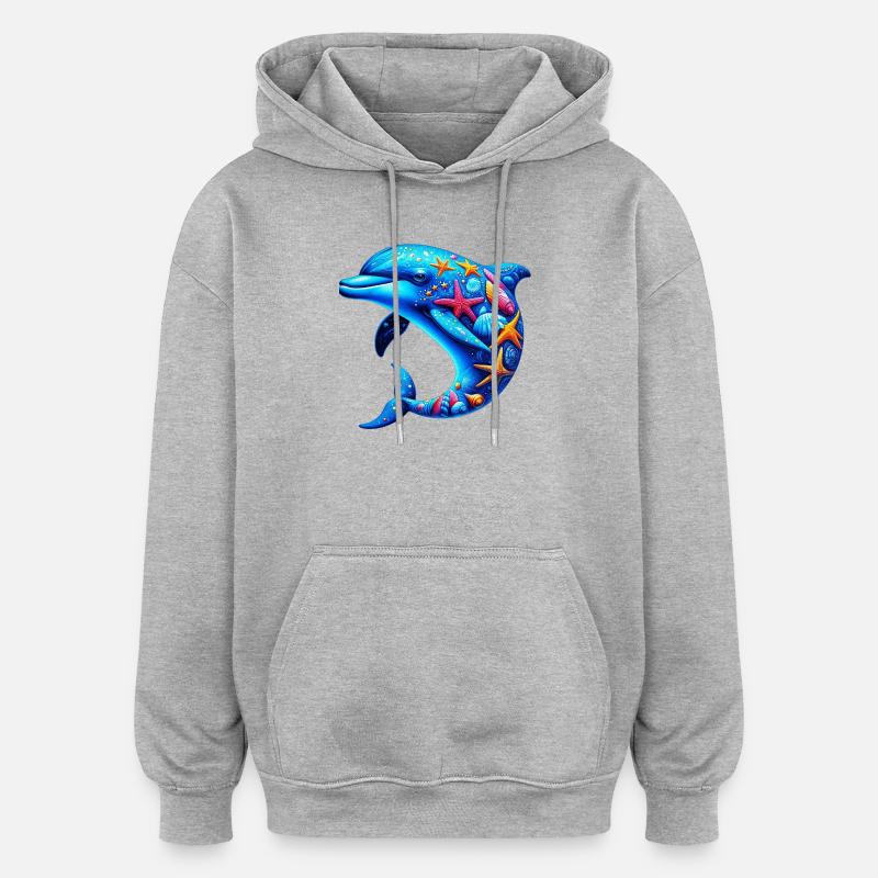 Delfin - Oversized Unisex Hoodie - Grau meliert