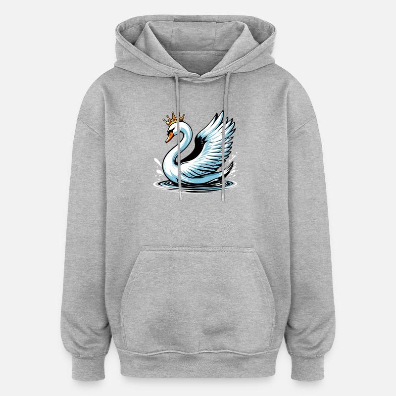 Cygne - Sweat à capuche oversize unisexe - gris chiné