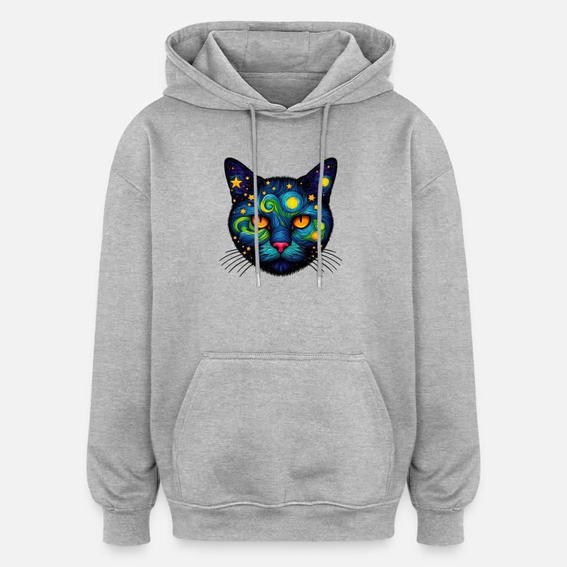 Chat - Sweat à capuche oversize unisexe - gris chiné