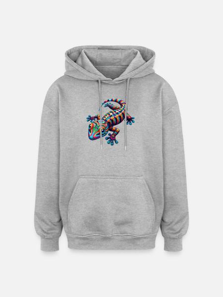 Gecko - Sweat à capuche oversize unisexe - gris chiné