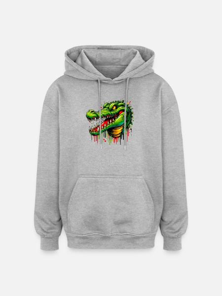 Alligator Crocodile - Oversized Unisex Hoodie - heather grey
