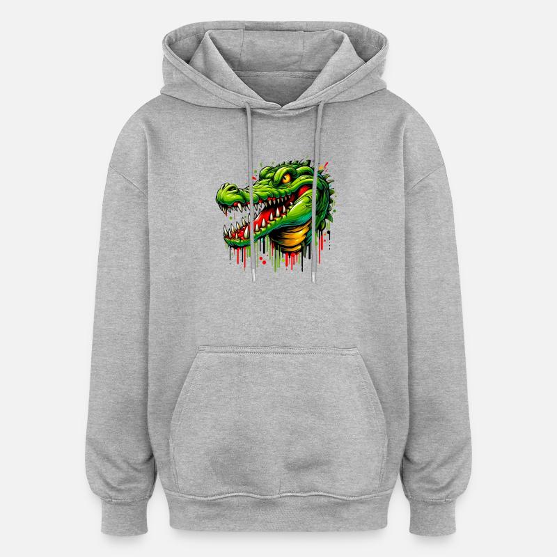 Alligator-Krokodil - Oversized Unisex Hoodie - Grau meliert