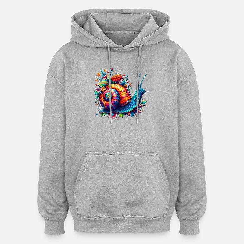Escargot - Sweat à capuche oversize unisexe - gris chiné