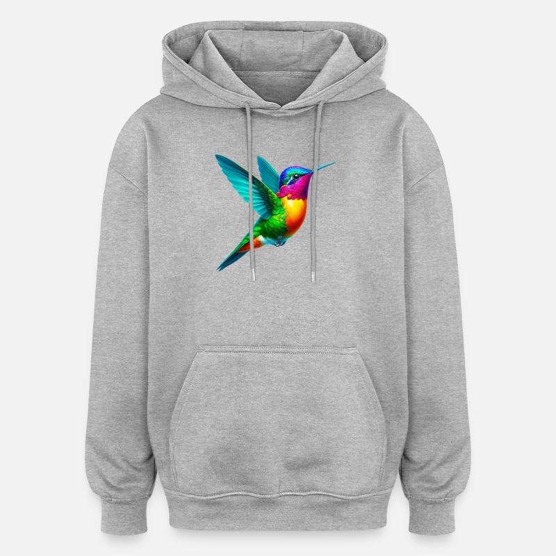 Kolibri - Oversized Unisex Hoodie - Grau meliert