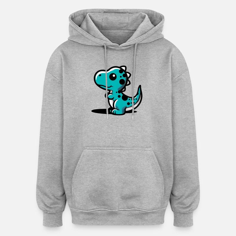 Dinosaurier - Oversized Unisex Hoodie - Grau meliert
