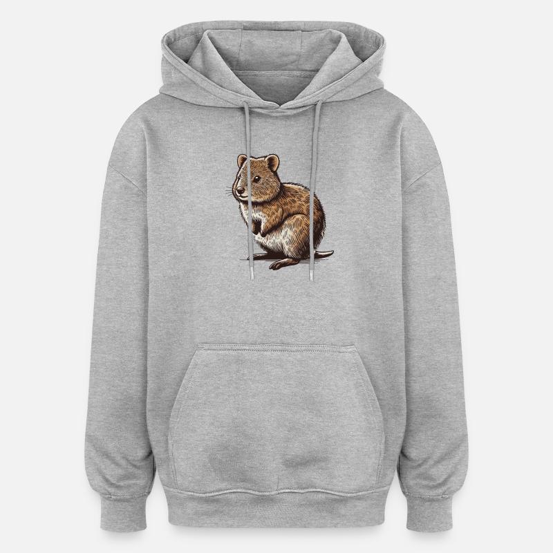 Quokka - Sweat à capuche oversize unisexe - gris chiné