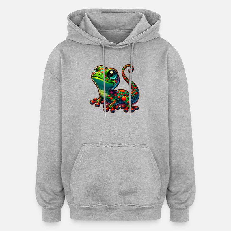 Gecko - Sweat à capuche oversize unisexe - gris chiné