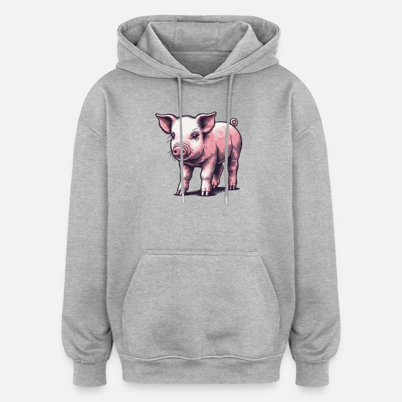 Porcelet - Sweat à capuche oversize unisexe - gris chiné
