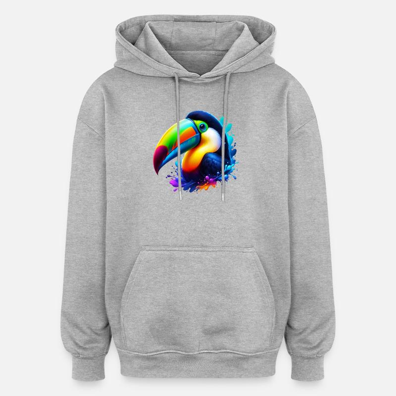 Toucan - Sweat à capuche oversize unisexe - gris chiné