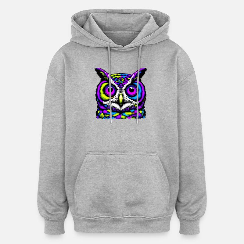 Hibou - Sweat à capuche oversize unisexe - gris chiné