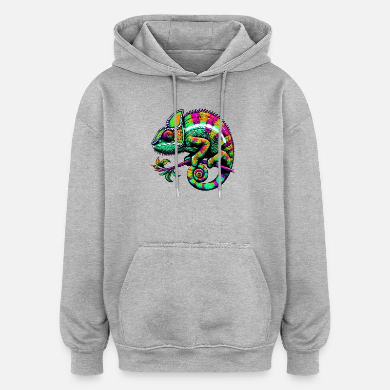 Caméléon - Sweat à capuche oversize unisexe - gris chiné