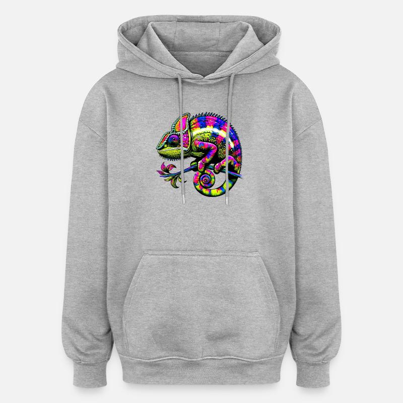 Caméléon - Sweat à capuche oversize unisexe - gris chiné