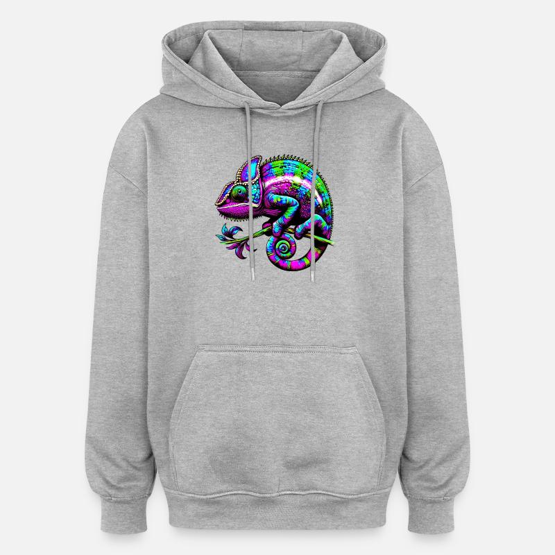 Caméléon - Sweat à capuche oversize unisexe - gris chiné