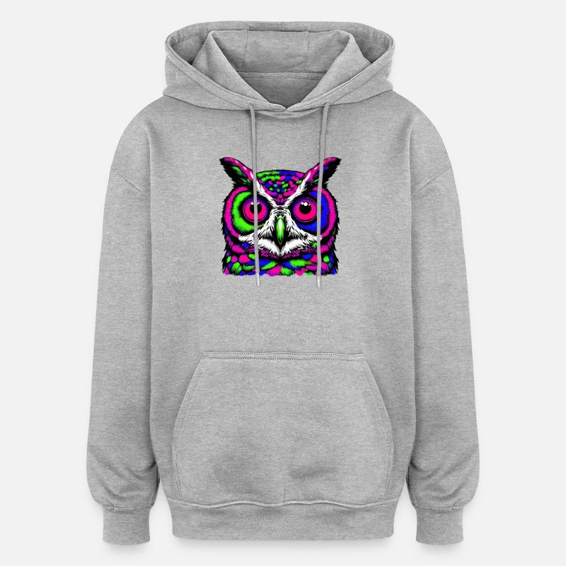 Eule - Oversized Unisex Hoodie - Grau meliert