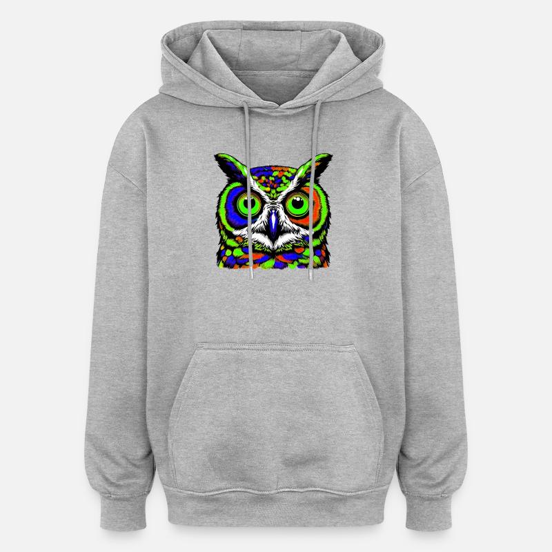 Eule - Oversized Unisex Hoodie - Grau meliert