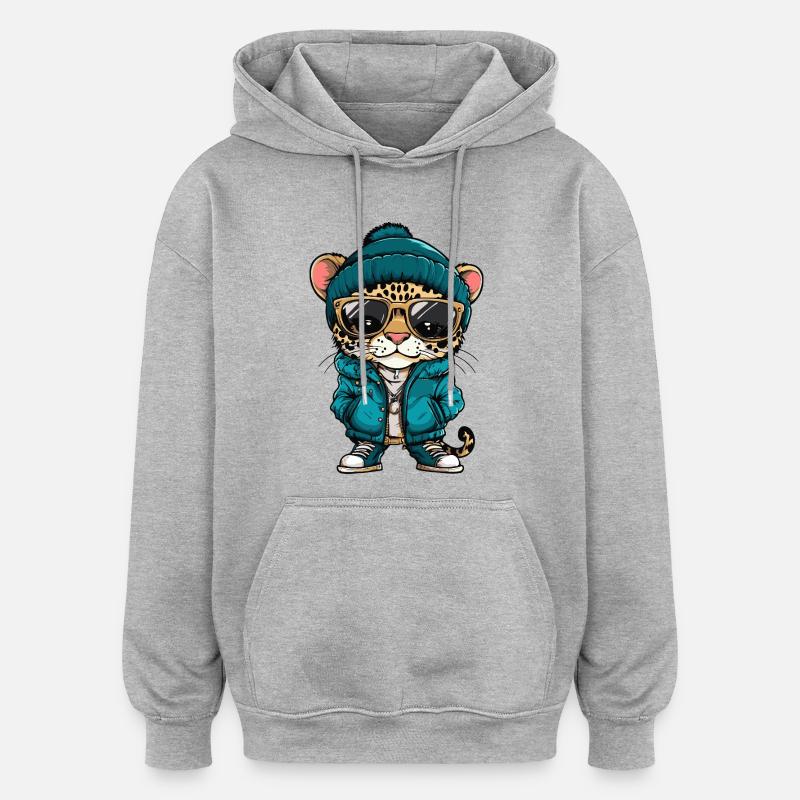 Leopard Cool Comic - Oversized Unisex Hoodie - heather grey